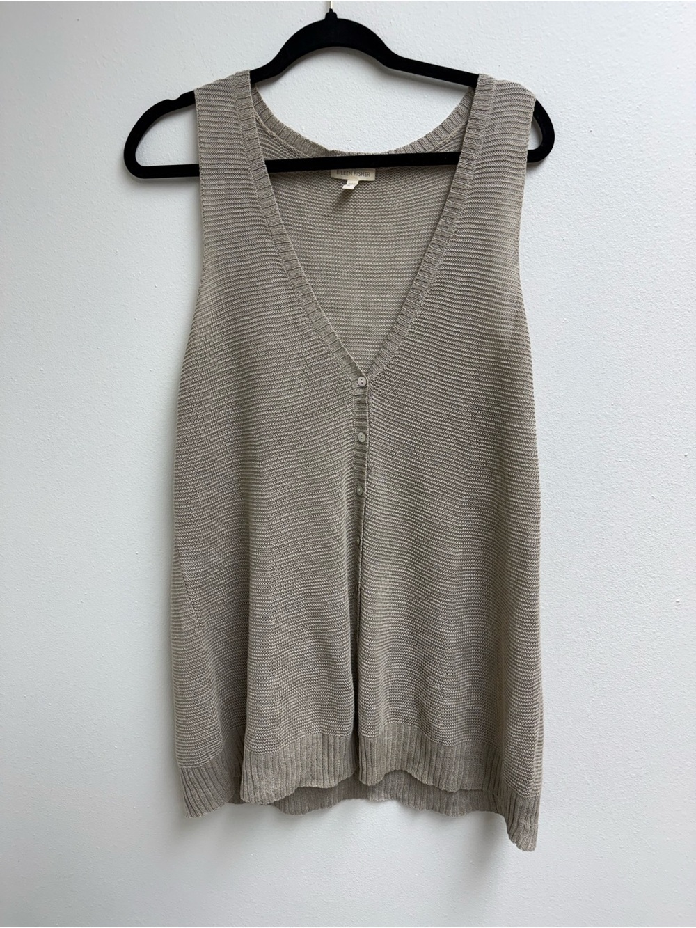 Eileen Fisher Knit Button Top- Beige